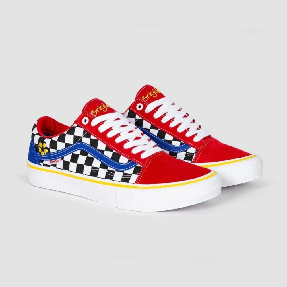 Vans Brighton Zeuner Old Skool Pro in 'Red Checker Blue' Women's Size 7.5